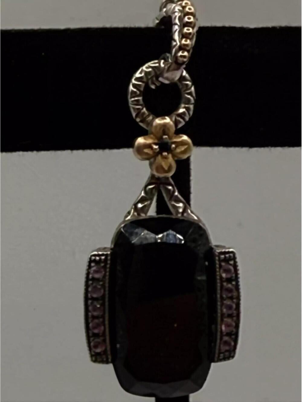 Barbara Bixby Pendant 925 18K Gold Onyx Pink Sapphire 9.54g - Picture 5 of 6